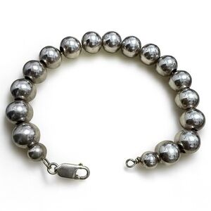 CHUNKY STERLING SILVER BEAD BRACELET – CLASSIC HEAVY 925 STATEMENT PIECE
